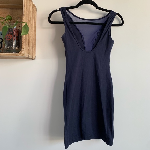 American Apparel navy blue deep V mesh dress - Picture 4 of 6